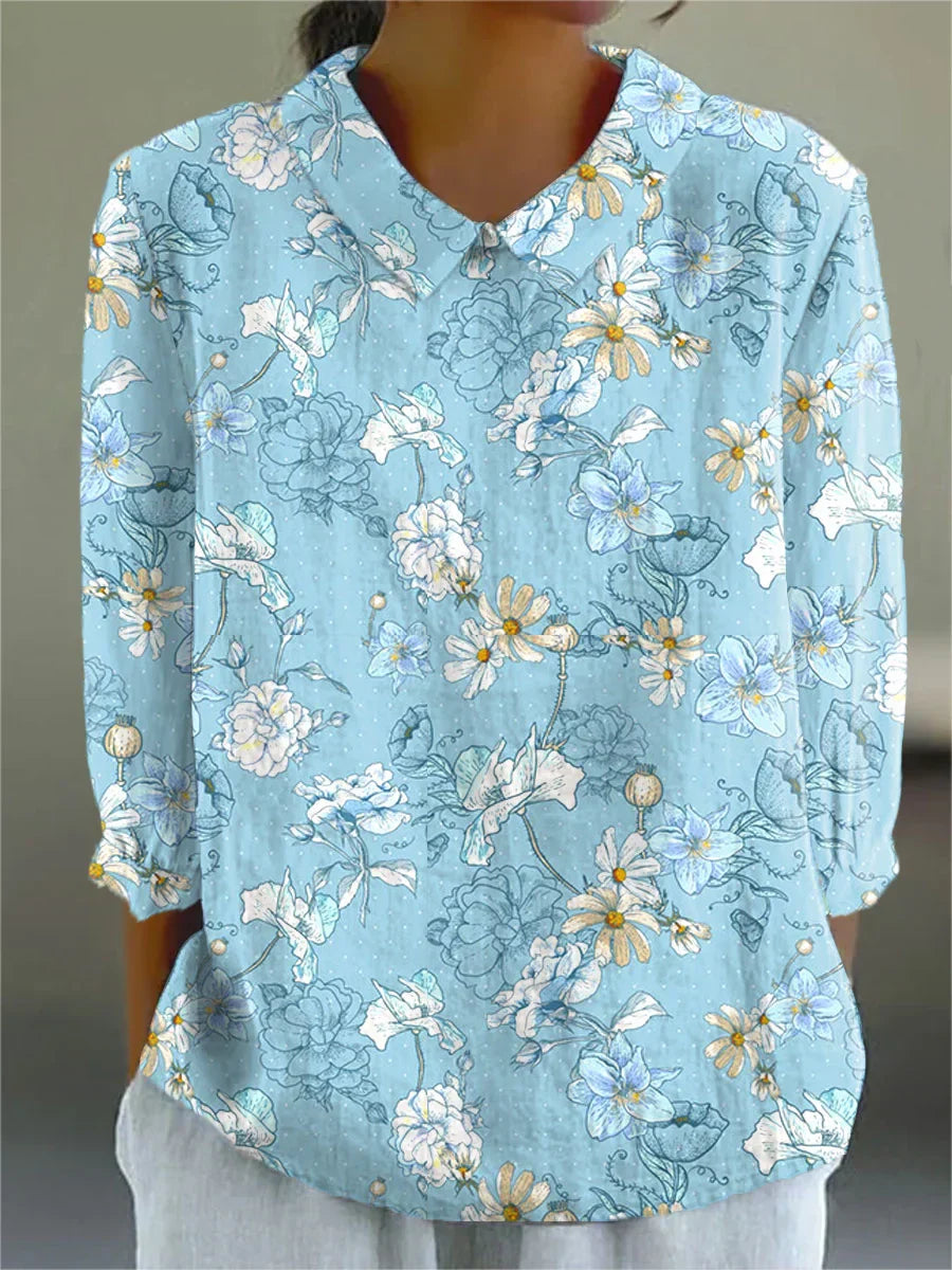 Anette - Vintage Farverig Bluse