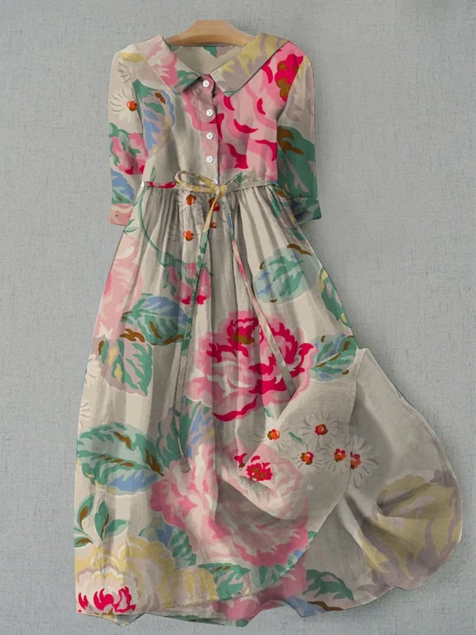 Livia - Elegant Kjole med Korte Ærmer og Blomsterprint