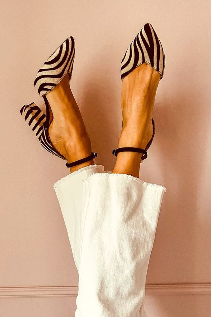 Zebrina™ - Sandaler med medium hæl, rem og zebraprint