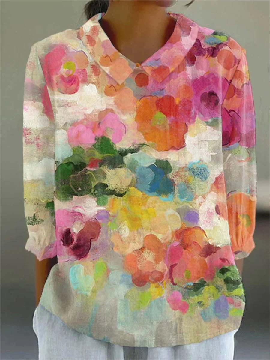 Pernille - Vintage Farverig Bluse