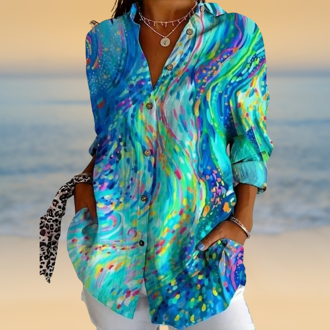 Aylaria™ – abstrakt akvarelbluse