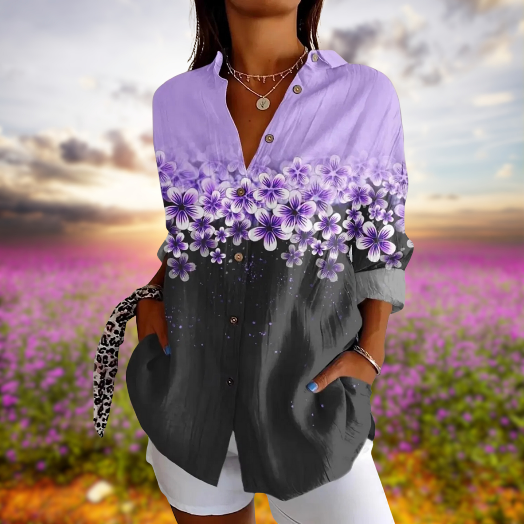 Vanessa™ – blomstrete knapbluse