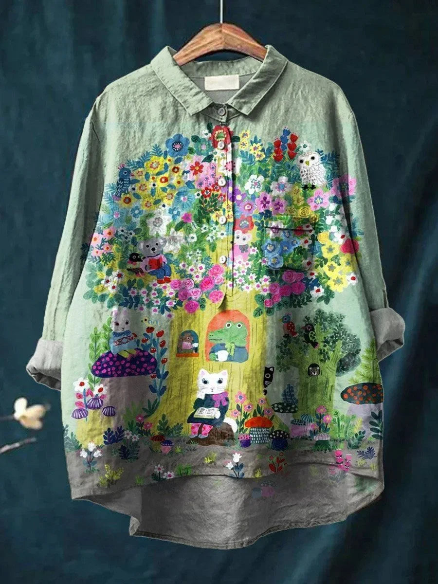 Sofia | Legesyg bluse med skovdyrprint