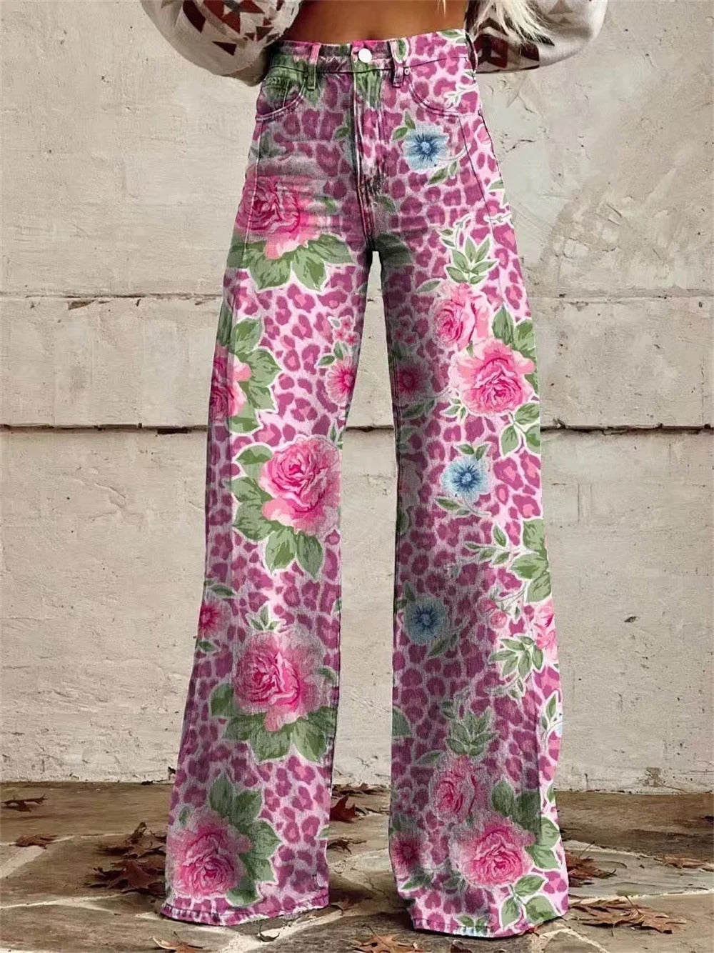 Nora™ - Vintage Blomstertrykte Bred Ben Bukser