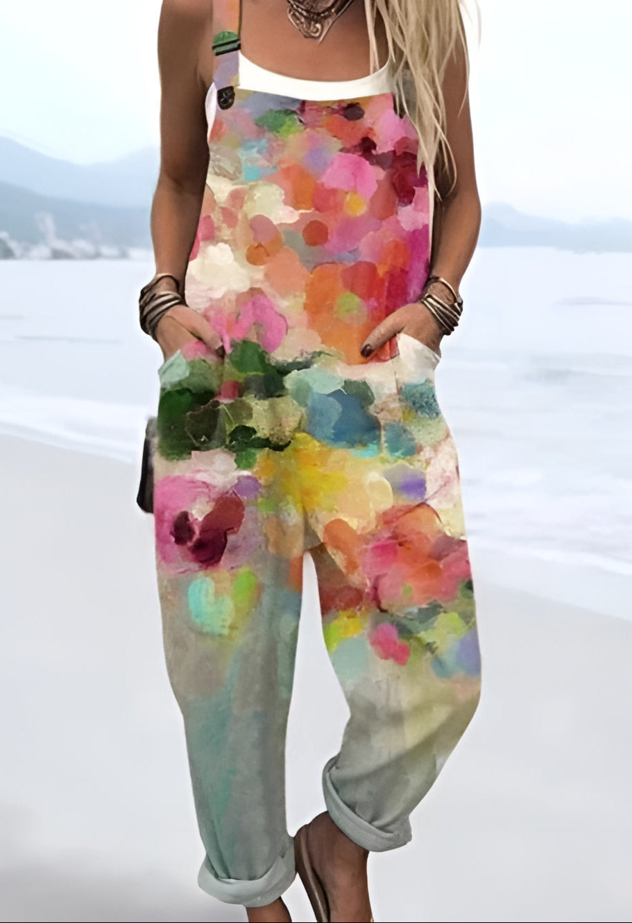 Ingeborg™ | Akvarel Blomst Dungarees