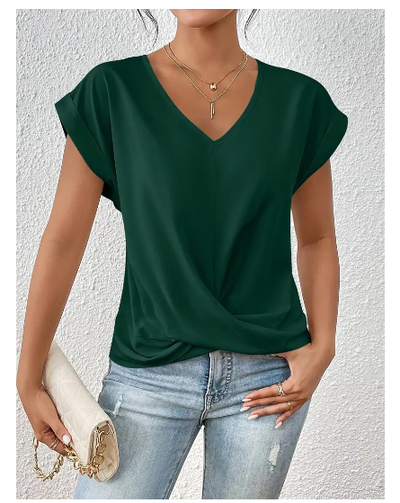 Celest™ - Koselig V-hals Casual T-shirt