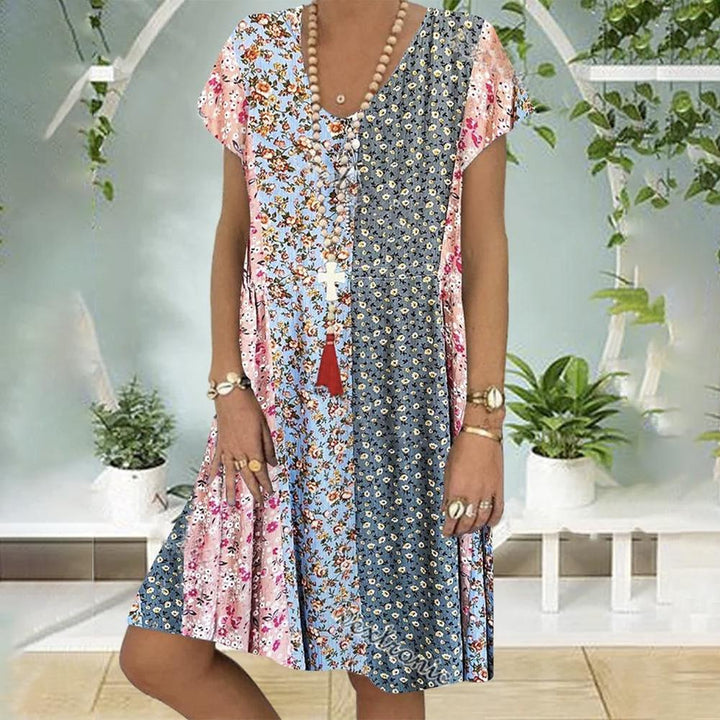 Noa | Boho Sommerkjole med Blomsterprint og A-Linje Pasform