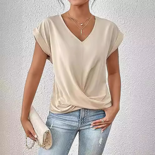 Celest™ - Koselig V-hals Casual T-shirt