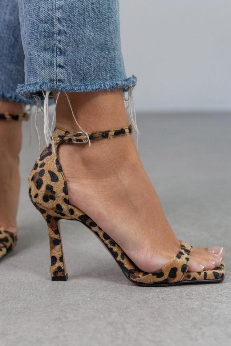 Giulia™ - Højhælede sandaler med dyreprint