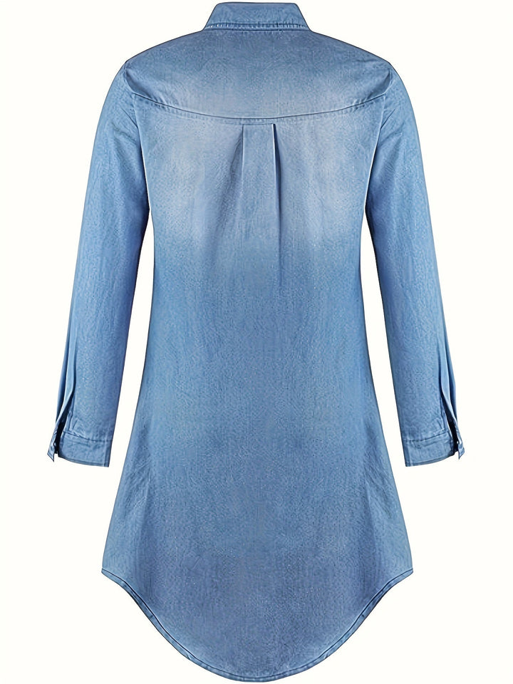 Tess | Denim Midi Kjole med Knaplukning