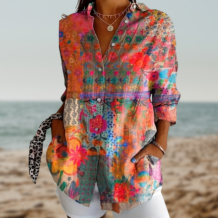 Calista™ – farverig bluse med bohemsk flair
