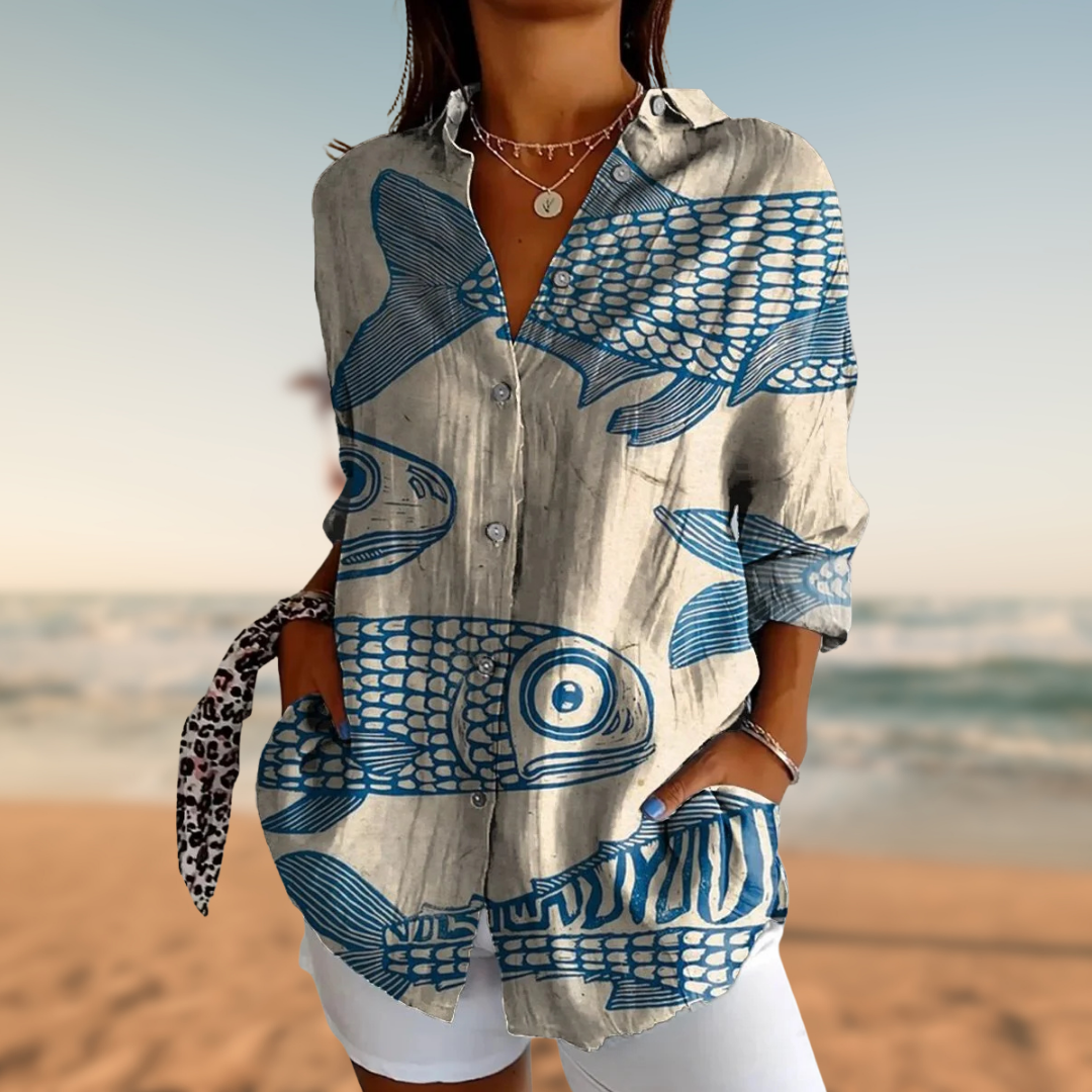 Neraia™ – fiskemønstret bluse