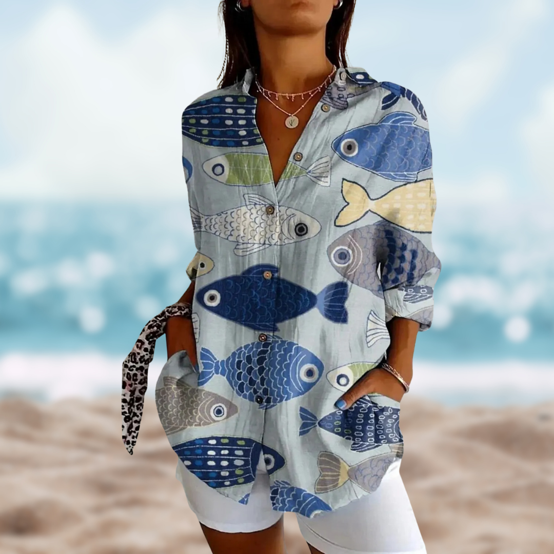 Neraia™ – fiskemønstret bluse