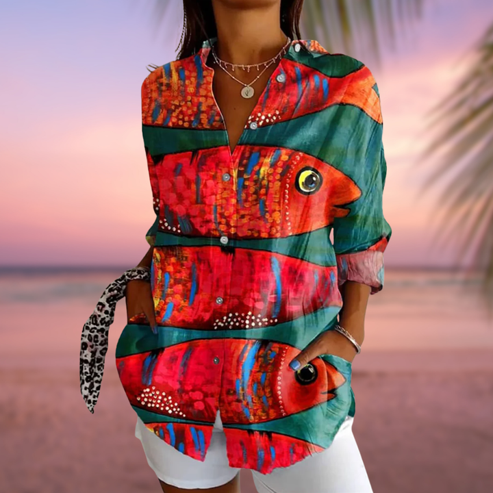 Neraia™ – fiskemønstret bluse