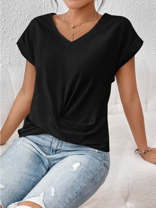 Celest™ - Koselig V-hals Casual T-shirt