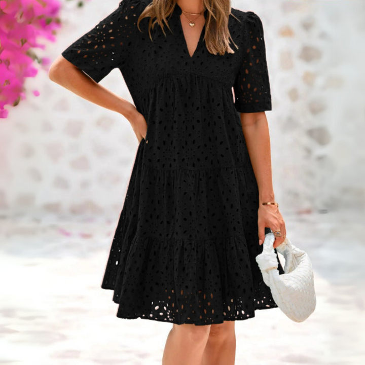 Nora™ | Elegant blonde rynket sommerkjole