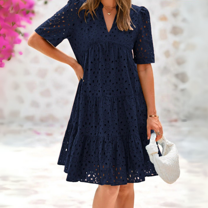 Nora™ | Elegant blonde rynket sommerkjole