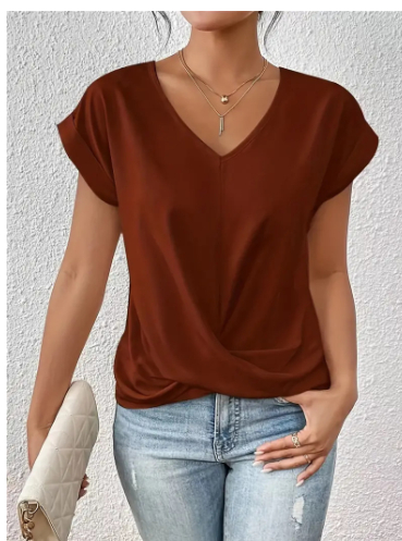 Celest™ - Koselig V-hals Casual T-shirt