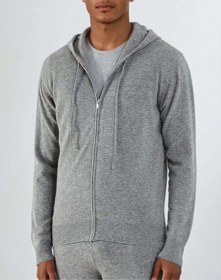 Cashmere Strikket Zip Vest - Lys Grå