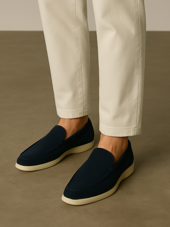 Finslidte Suede Loafers – Marineblå
