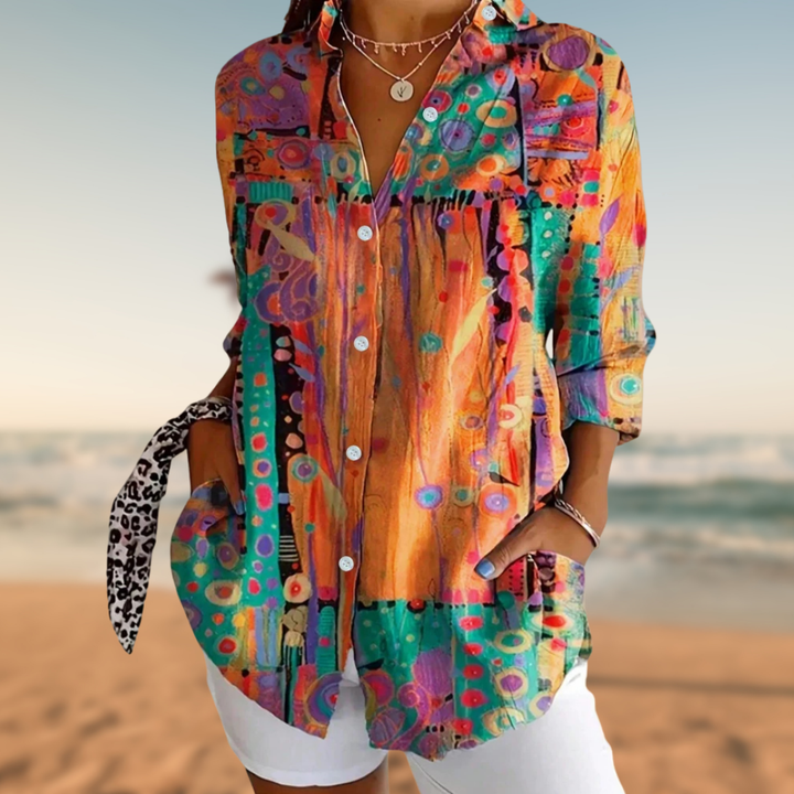 Calista™ – farverig bluse med bohemsk flair