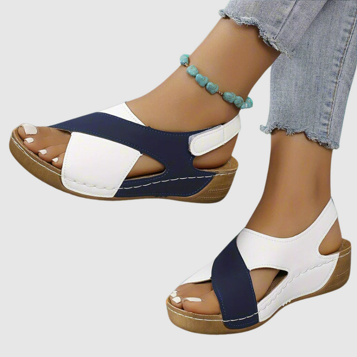 Hildegard™ | Bicolor sandaler i læder