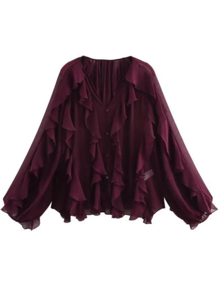 Jacklyn™ | Elegant V-Hals Tiered Bluse