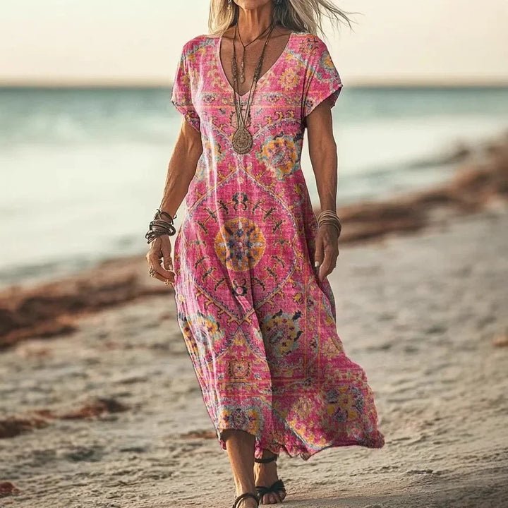 Michella | Farverig maxi kjole