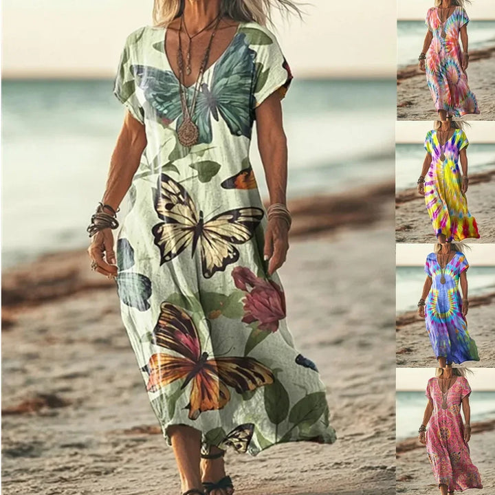 Michella | Farverig maxi kjole