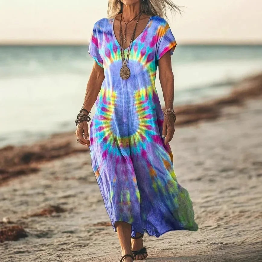 Michella | Farverig maxi kjole