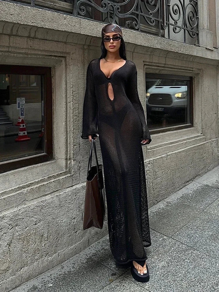 Elissa™ | Maxi Kjole med Udgavede Ærmer
