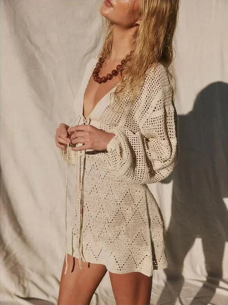 Ivonne™ | V-hals Lace-Up Strandkjole