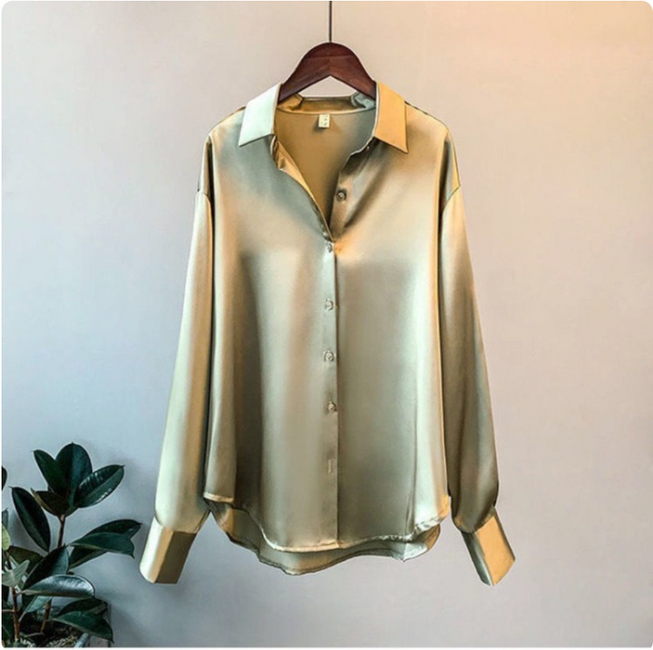 Olivia™ - Langærmet Luksus Satin Bluse