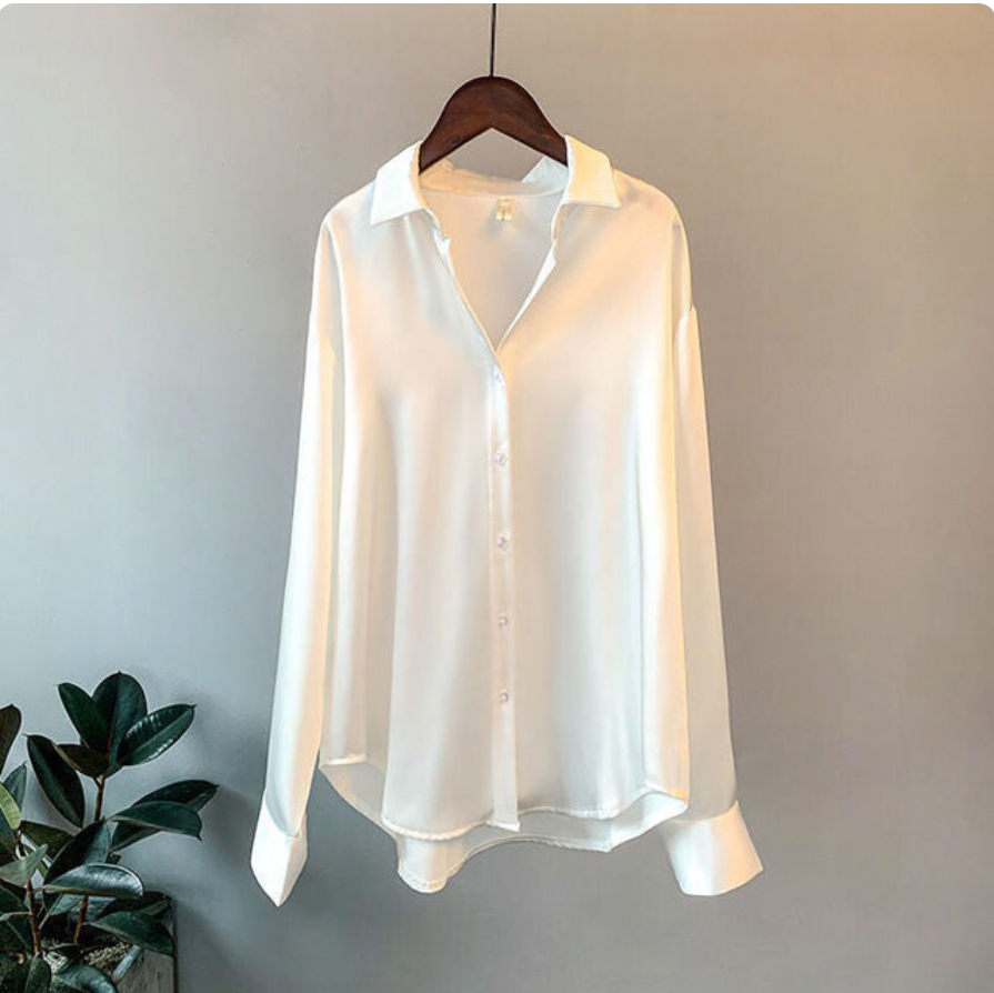 Olivia™ - Langærmet Luksus Satin Bluse