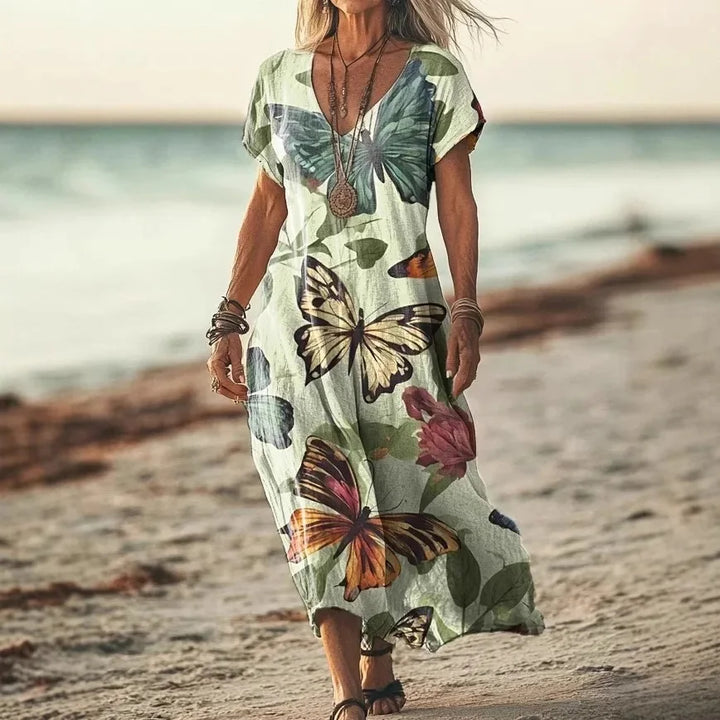 Michella | Farverig maxi kjole