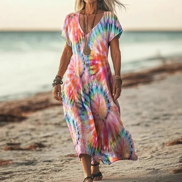 Michella | Farverig maxi kjole
