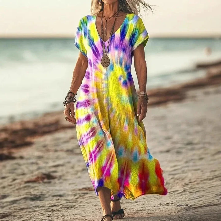 Michella | Farverig maxi kjole